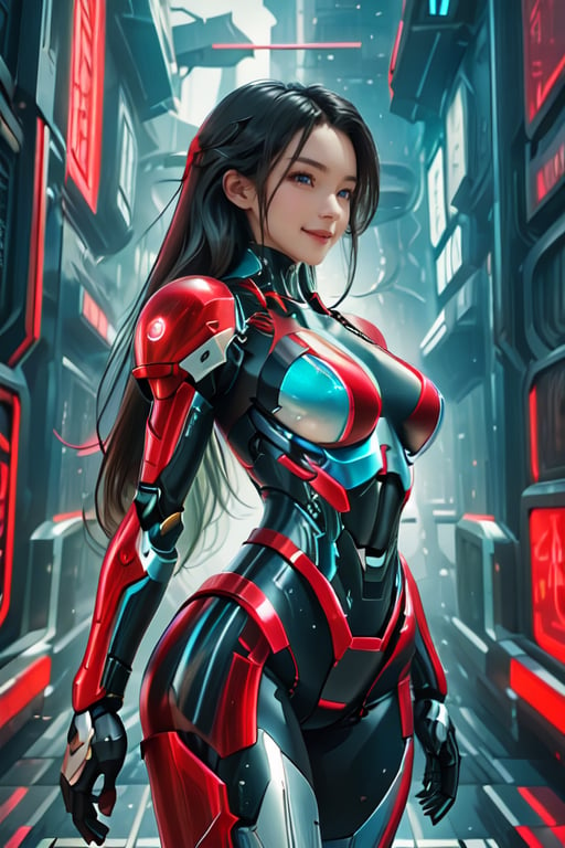 Masterpiece, High quality, 64K, Unity 64K Wallpaper, HDR, Best Quality, RAW, Super Fine Photography, Super High Resolution, Super Detailed, 
Beautiful and Aesthetic, Stunningly beautiful, Perfect proportions, 
1girl, Solo, White skin, Detailed skin, Realistic skin details, (Mecha:1.5)
Futuristic Mecha, Arms Mecha, Dynamic pose, Battle stance, Swaying hair, by FuturEvoLab, 
Dark City Night, Cyberpunk City, Cyberpunk architecture, Future architecture, Fine architecture, Accurate architectural structure, Detailed complex busy background, Gorgeous, Cherry blossoms,
Sharp focus, Perfect facial features, Pure and pretty, Perfect eyes, Lively eyes, Elegant face, Delicate face, Exquisite face, Pink Mecha, ,Red mecha,Cyberpunk,Colorful Binary Code Energy