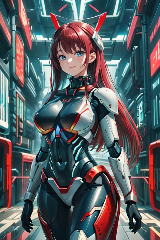 Masterpiece, High quality, 64K, Unity 64K Wallpaper, HDR, Best Quality, RAW, Super Fine Photography, Super High Resolution, Super Detailed, 
Beautiful and Aesthetic, Stunningly beautiful, Perfect proportions, 
1girl, Solo, White skin, Detailed skin, Realistic skin details, (Mecha:1.5)
Futuristic Mecha, Arms Mecha, Dynamic pose, Battle stance, Swaying hair, by FuturEvoLab, 
Dark City Night, Cyberpunk City, Cyberpunk architecture, Future architecture, Fine architecture, Accurate architectural structure, Detailed complex busy background, Gorgeous, Cherry blossoms,
Sharp focus, Perfect facial features, Pure and pretty, Perfect eyes, Lively eyes, Elegant face, Delicate face, Exquisite face, Pink Mecha, ,Red mecha,Cyberpunk,Colorful Binary Code Energy