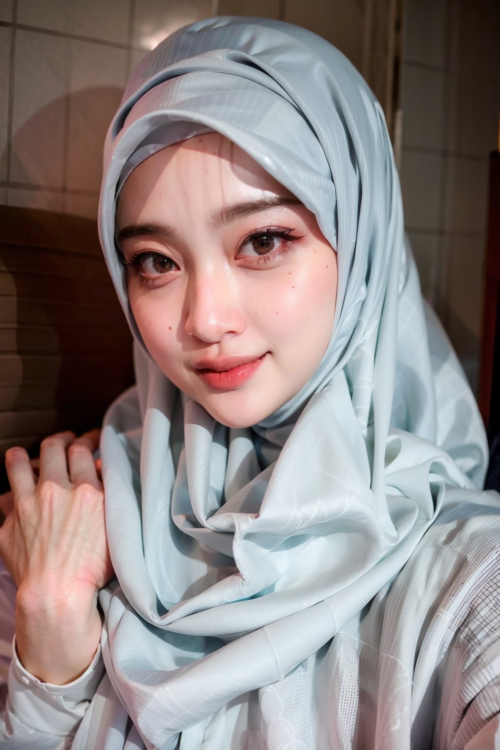 Close up,
1 girl, solo, looks, enjoying, looking at viewer, hijab 

,D1AMOND,ar1n