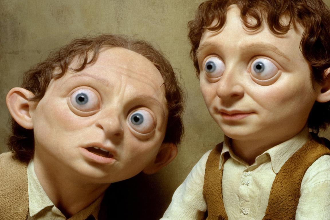 movie still of frodo and sam,  big eyes sad,  lord of the rings 2003,  heavy grain,  arriflex,<lora:EMS-260732-EMS:1.000000>