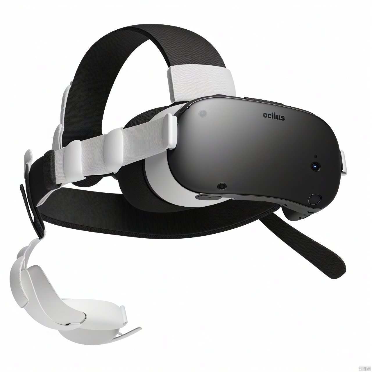  White oculus vr glasses,A white vr glasses product, minimalist, premium curved, cool.white background, A white product