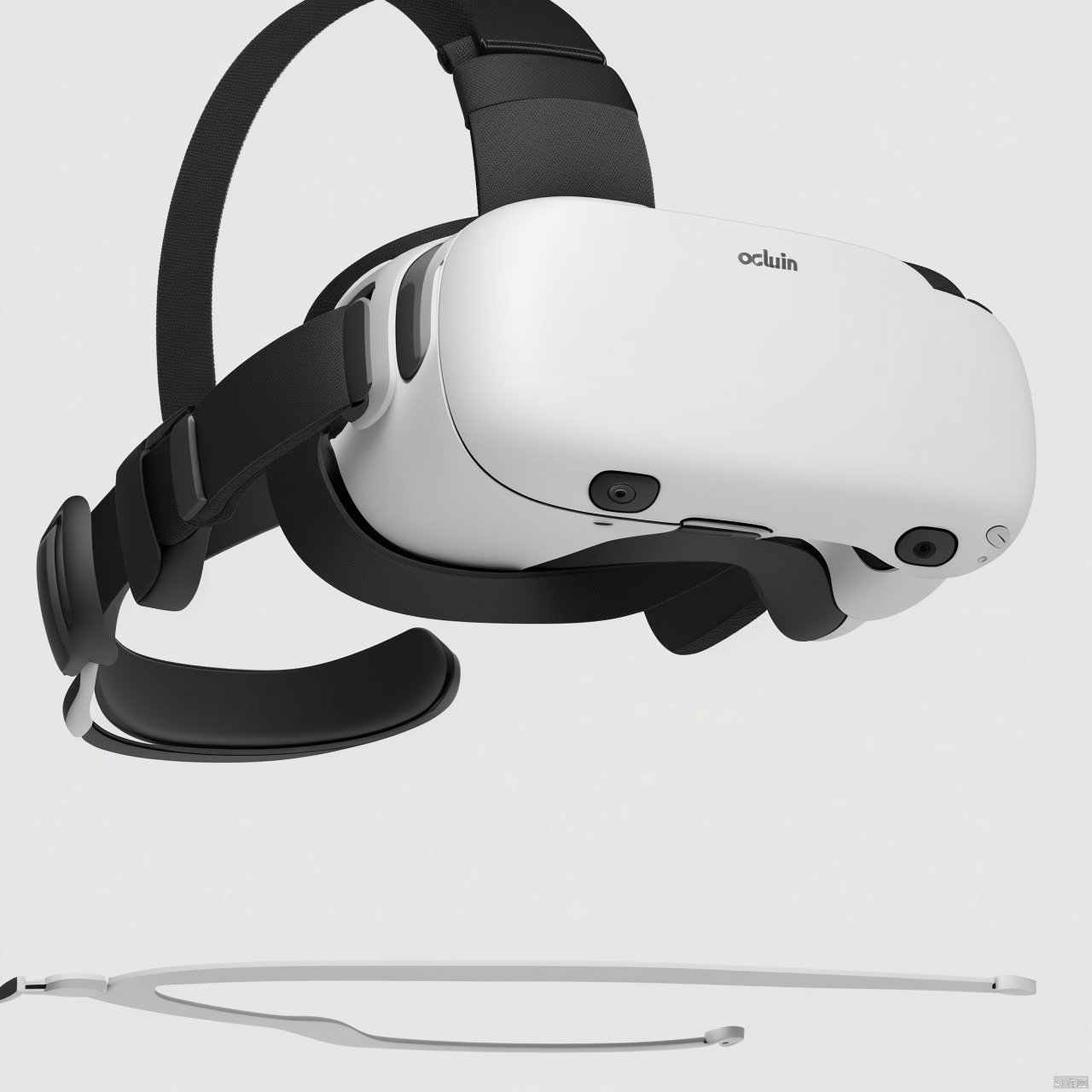  White oculus vr glasses,A white vr glasses product, minimalist, premium curved, cool.white background