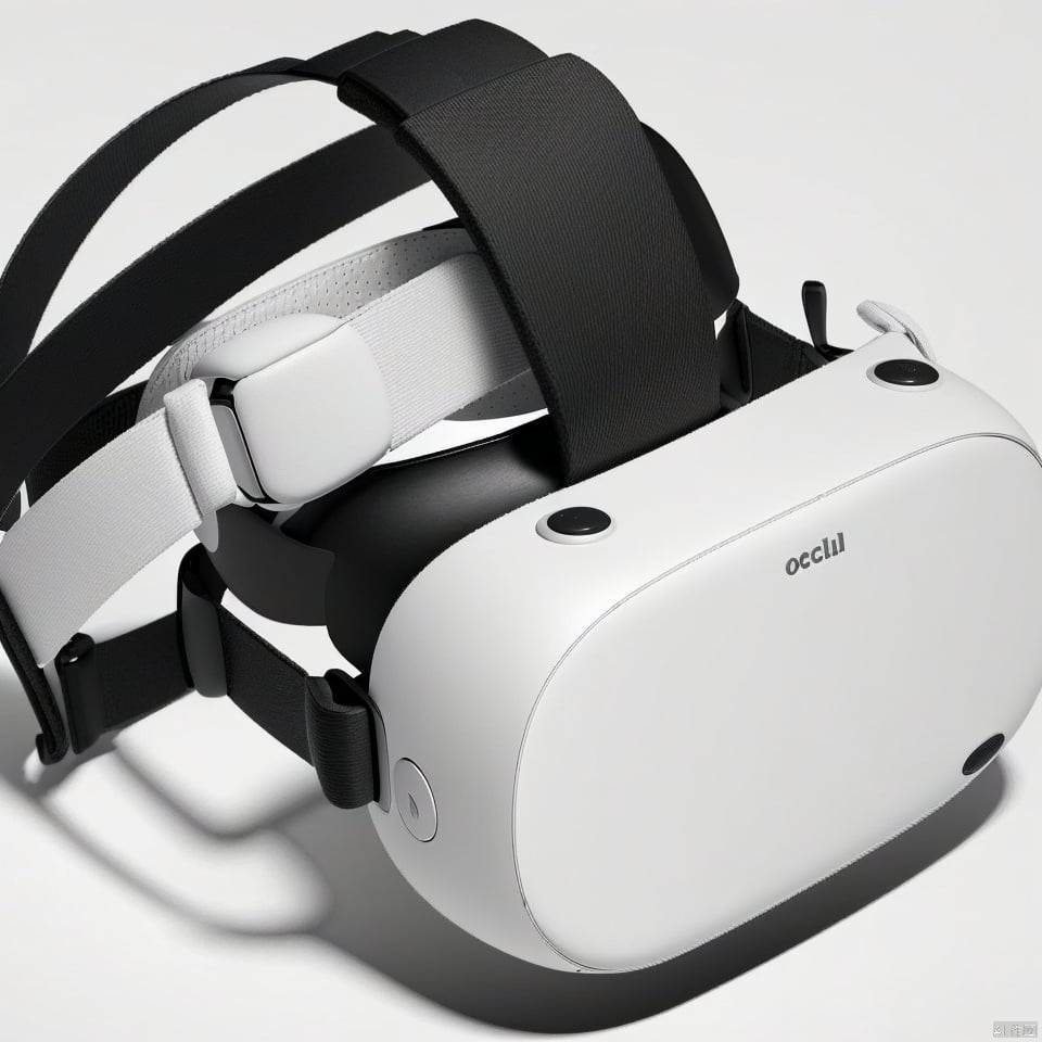  White oculus vr glasses,A white vr glasses product, minimalist, premium curved, cool.white background