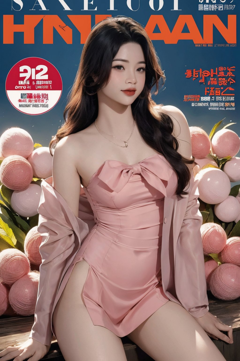 ((revealing and exposing clothes,)) different hairstyle, necklace, 1girl, looking at viewer,  ultra detailed, best quality, sharp focus, natural lighting, ((magazine cover,)) chimai,haohaoulz,chimai,kn,htt,sim,huondey,magazine cover,rosé,jennie,sanatw,momo