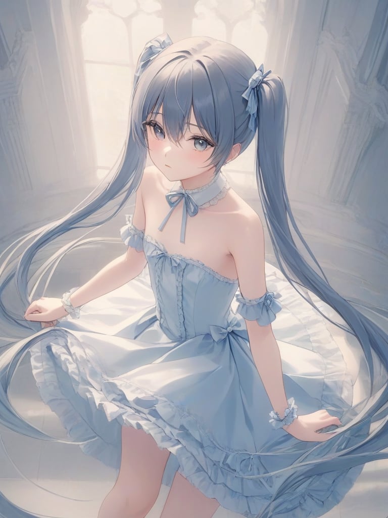 as7033,((lolita dress)), 1girl, solo, looking at viewer, long hair, twintails, very long hair, small breasts, hair between eyes, bare shoulders, bangs, <lora:jianbai-lora:0.8>，, (((masterpiece,best quality))),Fantastic, imaginative, emotional, emotional rendering, brightly colored,ultra high res, Dynamic curves, active visuals, emotional colors, artistic sense, artistic colors, emotional colors, visual guidance,illustration,CG ,unity ,wallpaper, Amazing, an extremely delicate and beautiful, sharp focus,aerial perspective background,((good structure)),((Good composition)), ((clear, original,beautiful)), (clear details, clear light，clear structure),(high res raw,4K,8k),official art,,