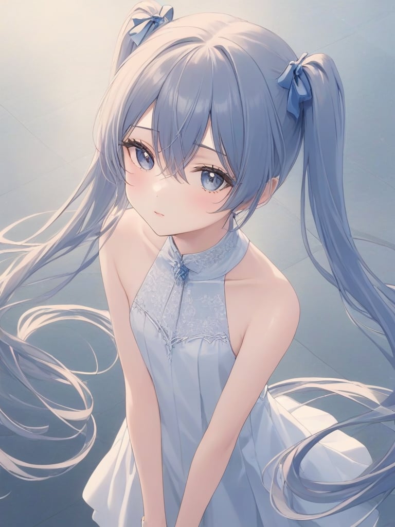 as7033,((school unifrom)), 1girl, solo, looking at viewer, long hair, twintails, very long hair, small breasts, hair between eyes, bare shoulders, bangs, <lora:jianbai-lora:0.8>，, (((masterpiece,best quality))),Fantastic, imaginative, emotional, emotional rendering, brightly colored,ultra high res, Dynamic curves, active visuals, emotional colors, artistic sense, artistic colors, emotional colors, visual guidance,illustration,CG ,unity ,wallpaper, Amazing, an extremely delicate and beautiful, sharp focus,aerial perspective background,((good structure)),((Good composition)), ((clear, original,beautiful)), (clear details, clear light，clear structure),(high res raw,4K,8k),official art,,