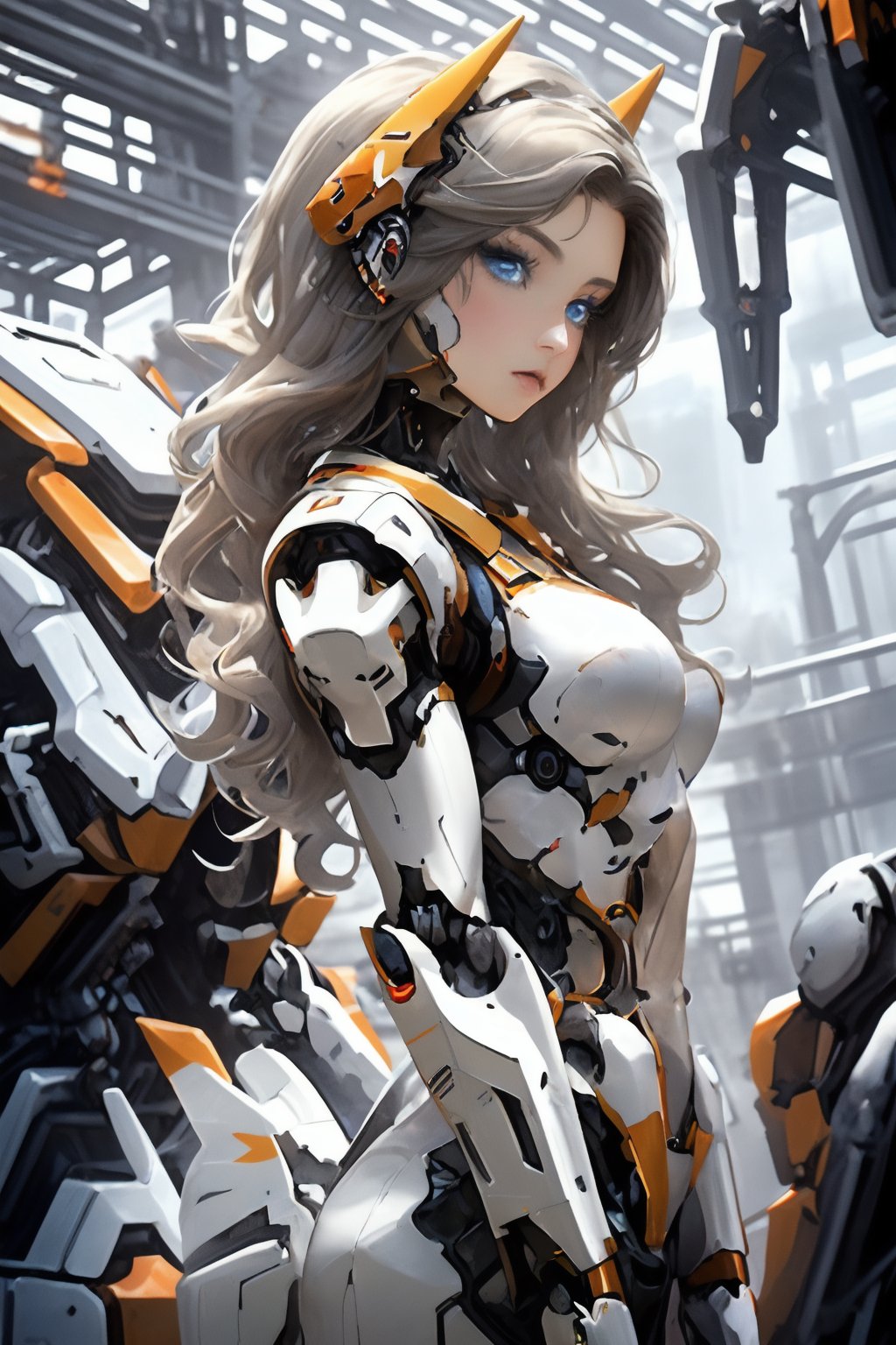 anchemixmecha,mechagirl001,1girl,long hair,looking at viewer,solo focus,blue eyes,science fiction,