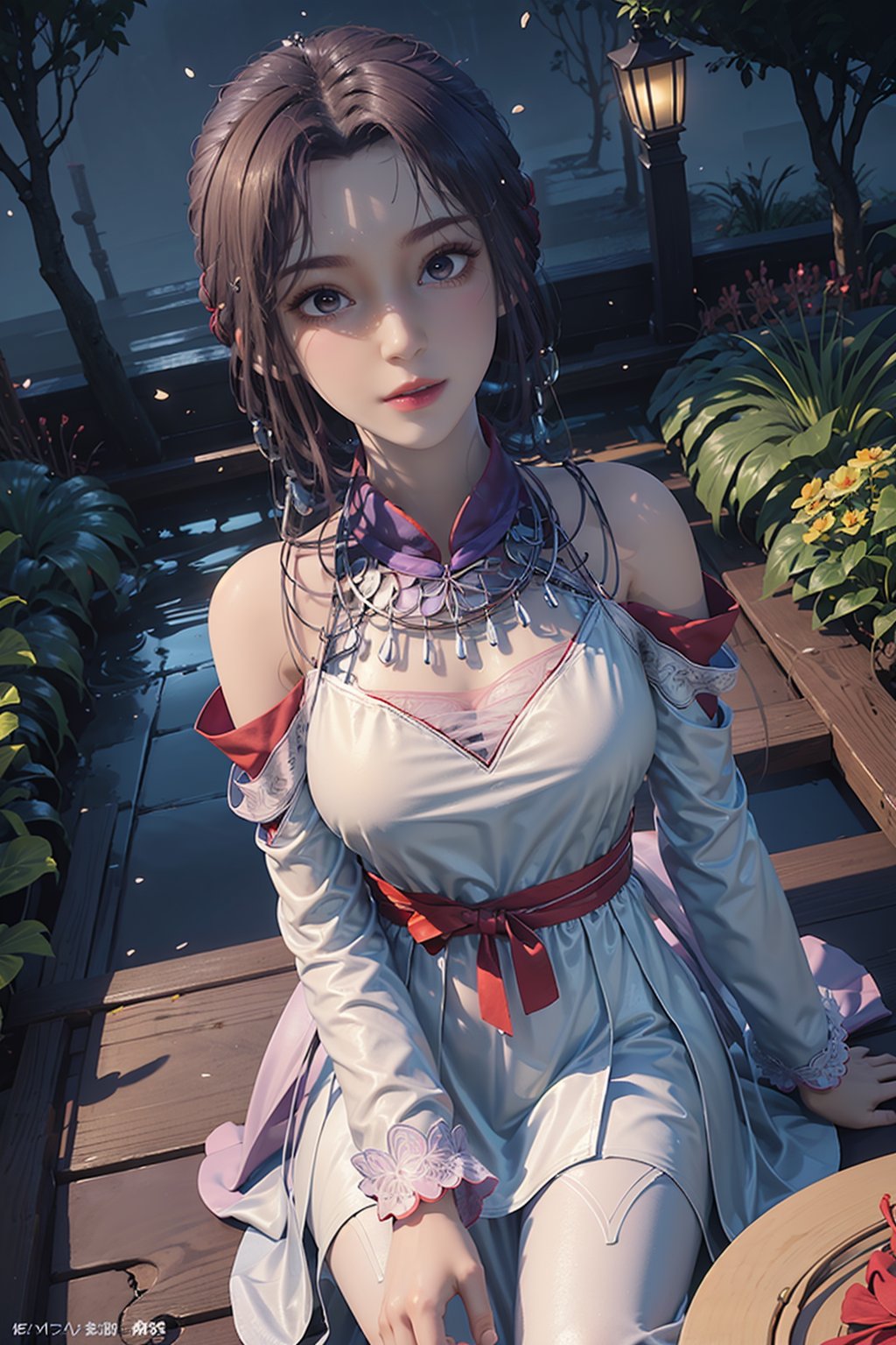 (1girl, pov,heart shaped pupils,eyeline,best quality,best quality,masterpiece,ultra realistic 8k cg, ),(realistic, photo-realistic:1.1),ultra-detailed,Depth of field,exquisite crystal armor,electroluminescent line,(1girl, pov,heart shaped pupils,best quality,masterpiece, ),(masterpiece, best quality:1.2),illustration,absurdres,realistic,sense of reality,dreamy glow,concept digital art,high resolution,intricate details,illustration,ultra-detailed,details,high contrast,glow,glitter,grain,beautiful detailed glow,extremely detailed,C4D,3D,bright,outdoors,gifts,candys,More details,flower ocean,winter,snowflakes,splashing water,falling petals,beautiful and delicate water,nature,painting,water spray,fine luminescence,very fine 8K CG wallpaper,depth of field,chromatic aberration abuse,pastel color,Depth of field,garden of the sun,shiny,flowers,garden,very delicate light,ultra detailed,glary,Light,light particles,glitter,reflect,1 girl,full body,whole body,eye highlights,big eyes,eye highlights,watery eyes,looking_at_viewer,outdoors,look at the screen,((beautiful eyes)),Lavender eyes,pink pupils,bright eyes,(an extremely delicate and beautiful girl:1.4),perfect and delicate limbs,dress,short puffy sleeves,frills,flower,fluttering petals,butterfly style,butterflies,Duck sitting posture,Snowy,snowflake,Surrounded by blue magic light effect particles,white lace swimsuit,see-through,Transparent gauze chest cover,Snowy,snowflake,best quality,HDR,UHD,8K,Vivid Colors,solo,photo_,(looking at viewer:1.4),Elegant,detailed gorgeous face,see-through,Purple bellyband,Purple transparent Chinese-style chest covering,Transparent gauze chest cover,