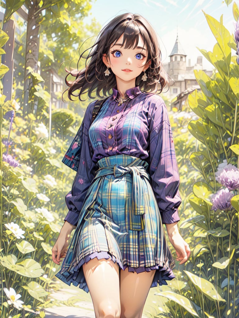 masterpiece, top quality, best quality, official art, beautiful and aesthetic,(soft focus:2.0),Diagonal front angle, shot from the chest up,
//Character
1girl,cute,kawaii,smile,
BREAK
//Fashions 
Purple Scottish Tartan Dress,
Scotland purple tartan dress, 
The dress features a classic silhouette with a fitted bodice, flared skirt, and intricate tartan pattern in shades of purple, for Scottish clan or family, 
BREAK
The fabric is woven from wool or other natural fibers, embellished with traditional Scottish elements such as lace trim, decorative buttons, or a sash tied around the waist, tartan dress with knee-high socks or stockings and sturdy leather shoes or brogues
BREAK
Accessorize with Celtic-inspired jewelry such as a thistle brooch or a pendant featuring Scottish symbols, adding a touch of authenticity to the ensemble, worn for special occasions or everyday wear, the purple tartan dress for Scotland’s rich cultural heritage and timeless fashion tradition,
BREAK
(soft focus:2.0),watercolor,