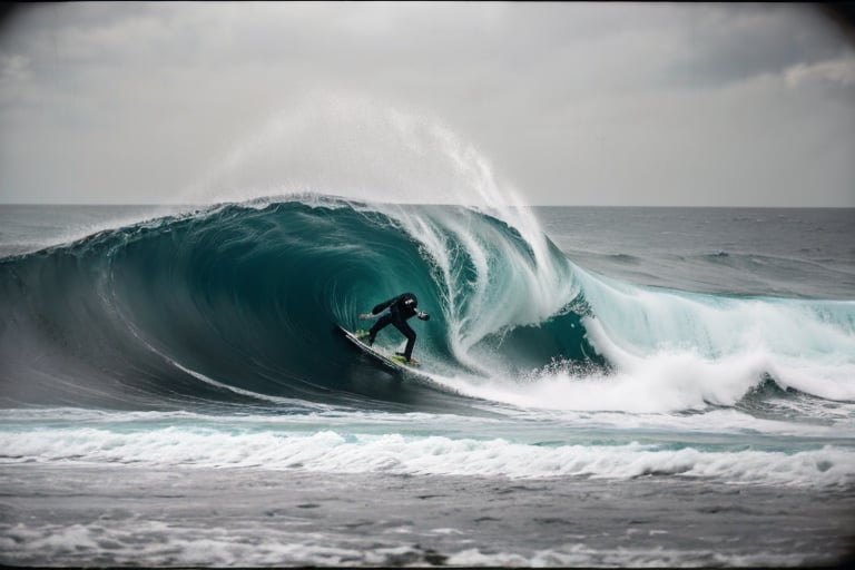 A neon-pastel Scene captured By Guy Ritchie Capture the modern casual essence of moses as he relentlessly split up a desolate huge sea into gigantic waves. Explore the somber tones and bleak atmosphere in your depiction, emphasizing the eternal struggle and challenge of his task, (shot with vintage Carl Zeiss Sonar lens:0.895), (shallow depth, cinematic grading, low key light, analog style, dark shot, toxic vapor, milky mist, film grain, spooky, gloomy:1.125)