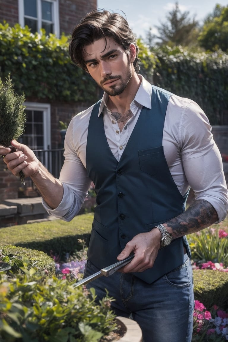 Handsome Men , Gardener, Showing Hand