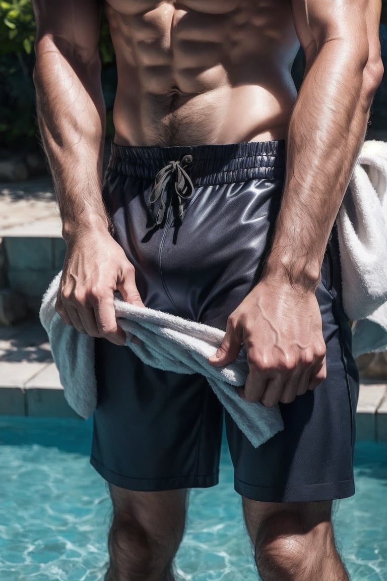 Handsome Men , Towel, Showing Hand