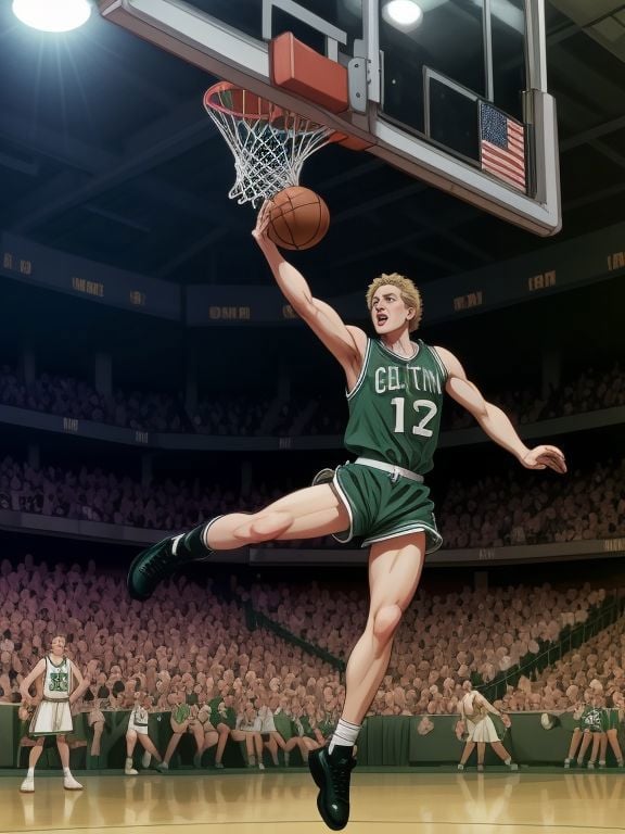 <lora:LCM_LoRA_Weights_SD15:0.7>  Larry Bird, Boston Celtics, Basketball Jump Shot,  <lora:LORA-XenoDetailer-v3A:0.4>