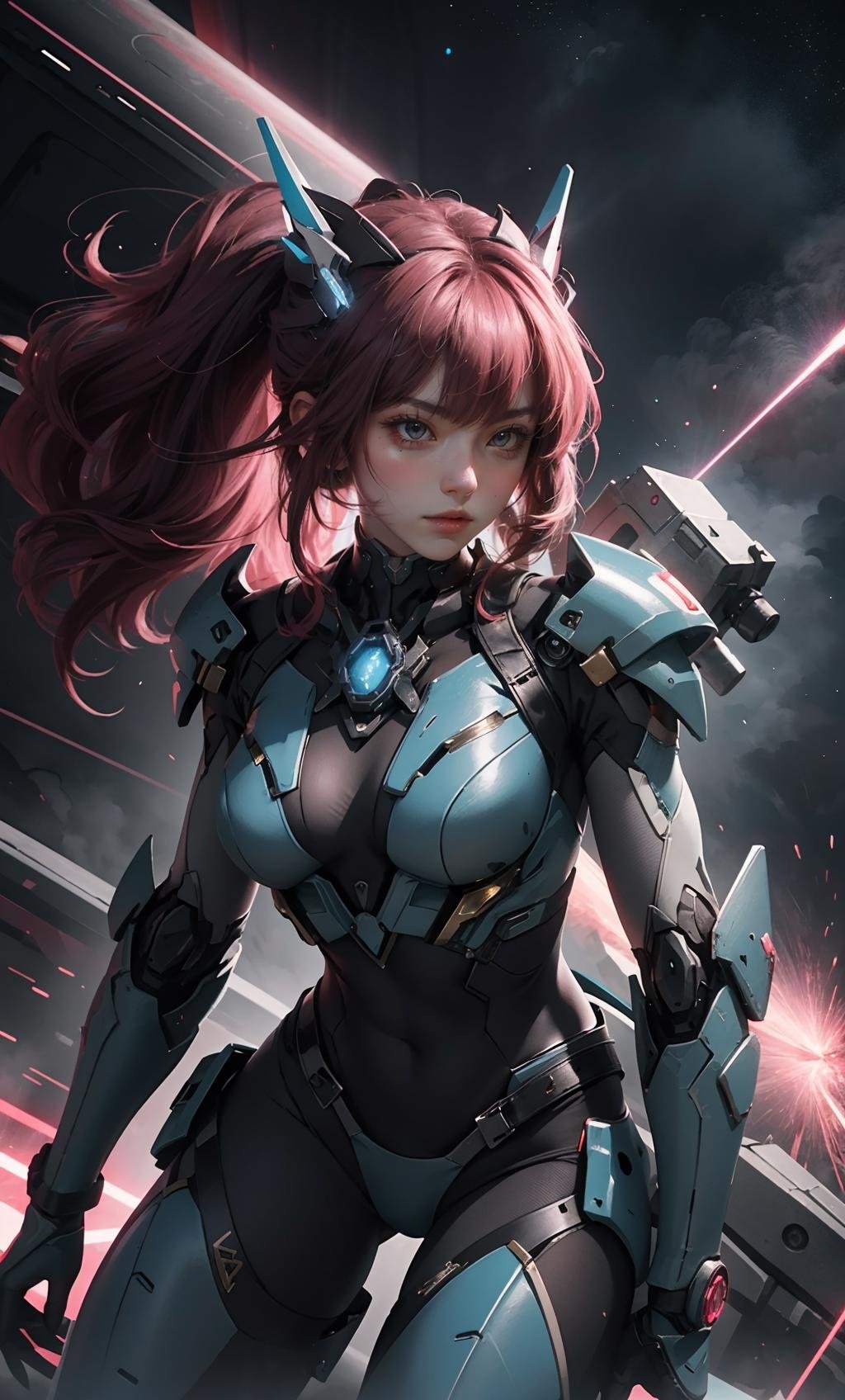 TR mecha style,Blushing Battle Maiden,Cyber-Chic,Dynamic Defense,Feminine Might,Fusion Finesse,Glowing Guardian,Laser Lance,Mechanical Grace,Pink Pulsar,Stunning Strategy.,<lora:好吃米-SD.5-mecha:0.3>,