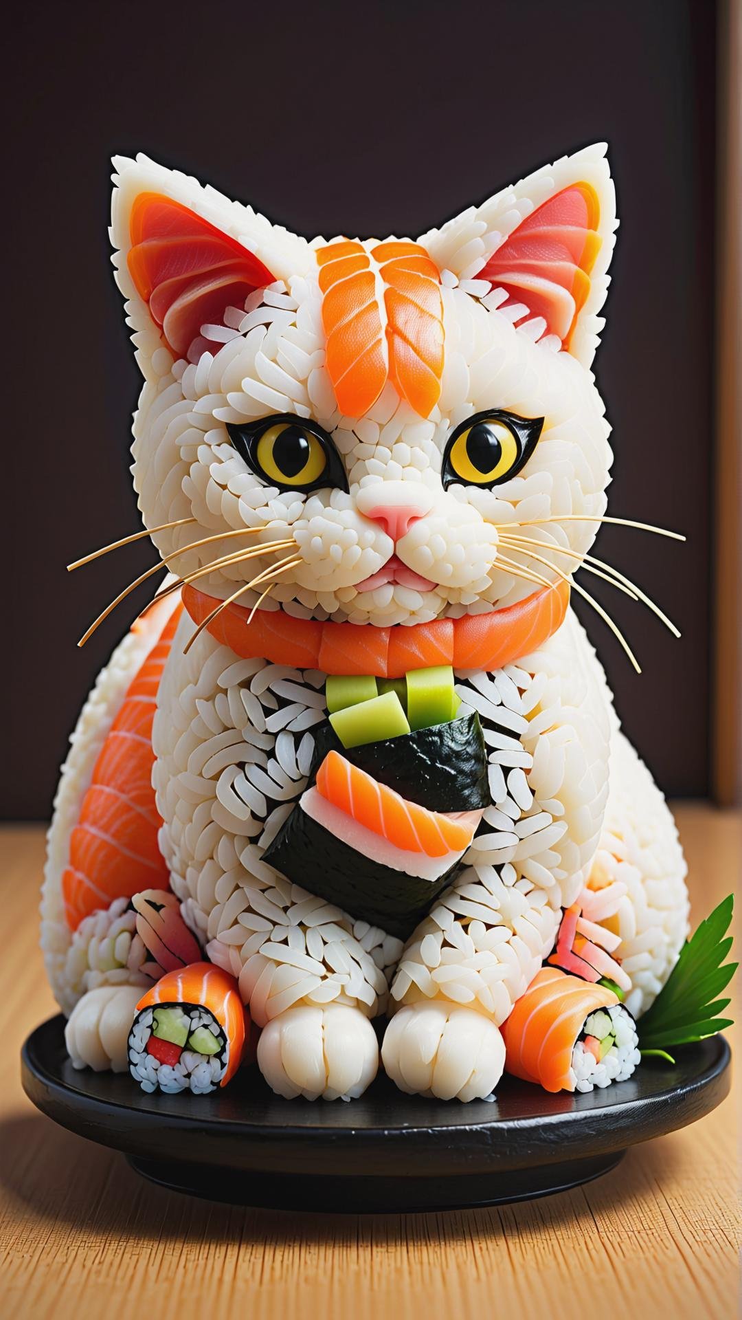 <lora:SushiStyleXL:1>SushiStyle cat body, made out of sushi, sashimi, rice, (japanese:0.5), crafted with sushi, (Masterpiece:1.3) (best quality:1.2) (high quality:1.1)