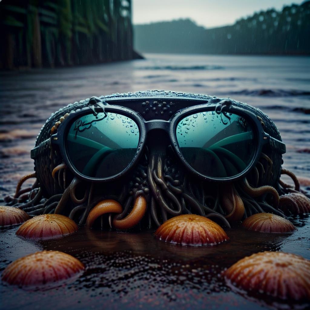 Sunglasses, beautiful, wet, damp, (tentacles:0.5)