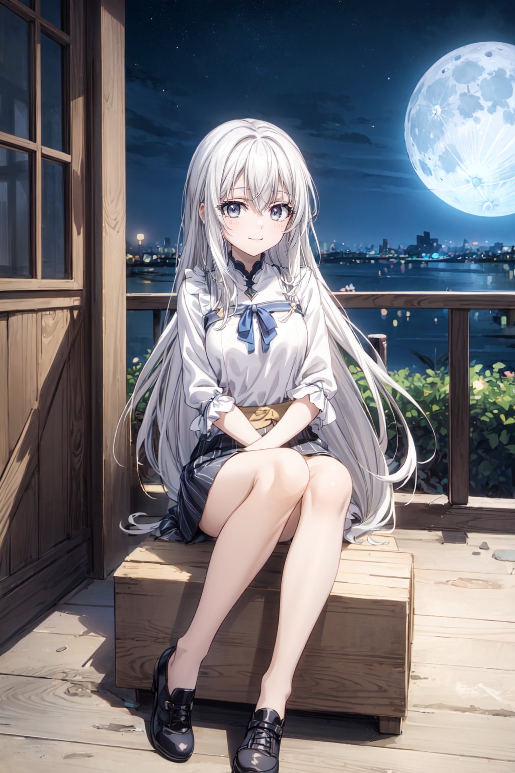 1 girl, 17 years old, solo, very long hair, two-tone hair, striped hair, dark grey eyes, various hair colors, smiling, outdoors, full body, parody, medium bust, cute expression please, anime coloring, y2k casual clothes, relaxing in a room, cute pose please, night background, moon, stars<lora:EMS-80296-EMS:0.800000>, <lora:EMS-179-EMS:0.500000>, <lora:EMS-1093-EMS:0.300000>