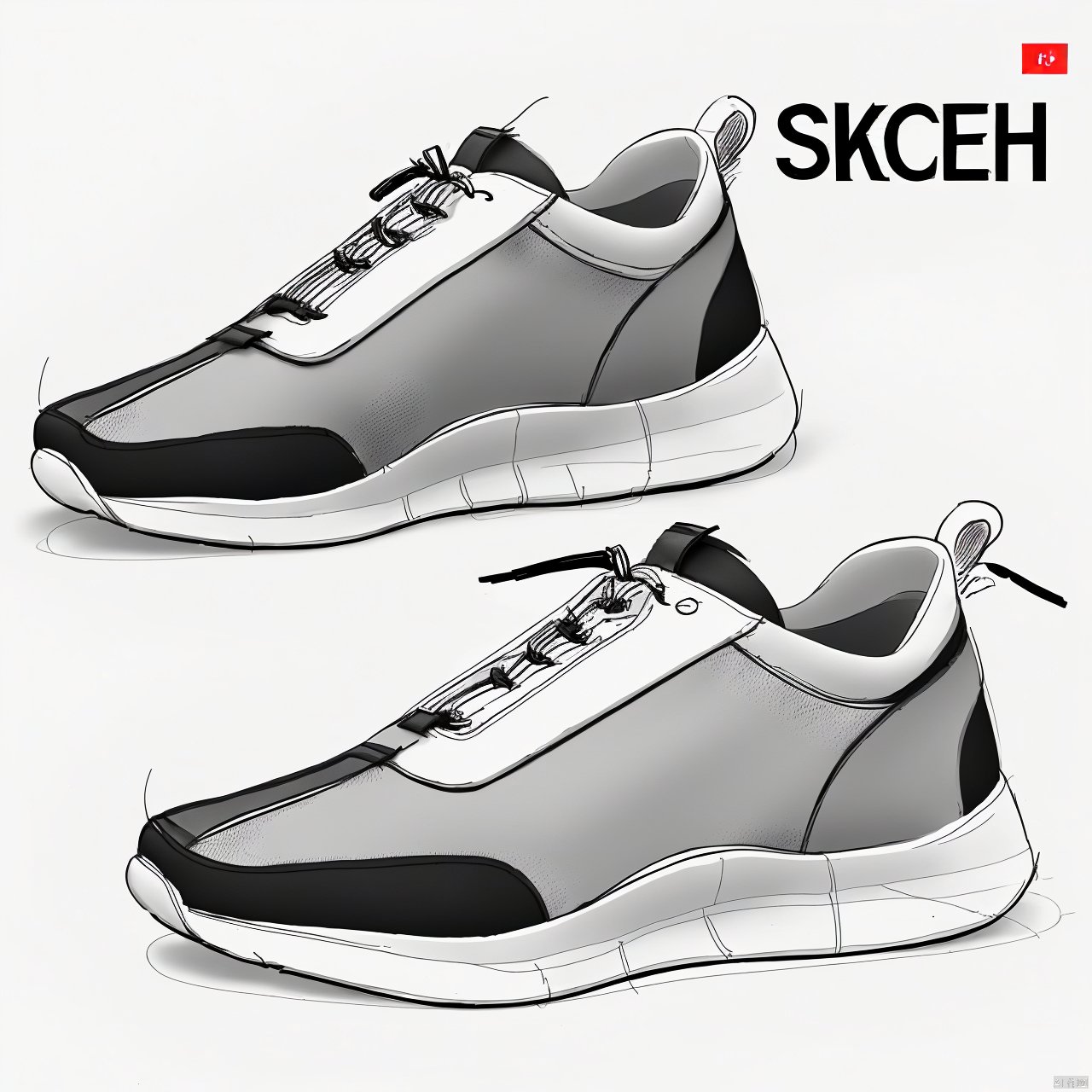  simple background, white background, monochrome, greyscale, , sketch, no humans, sneakers, Product Design Sketch