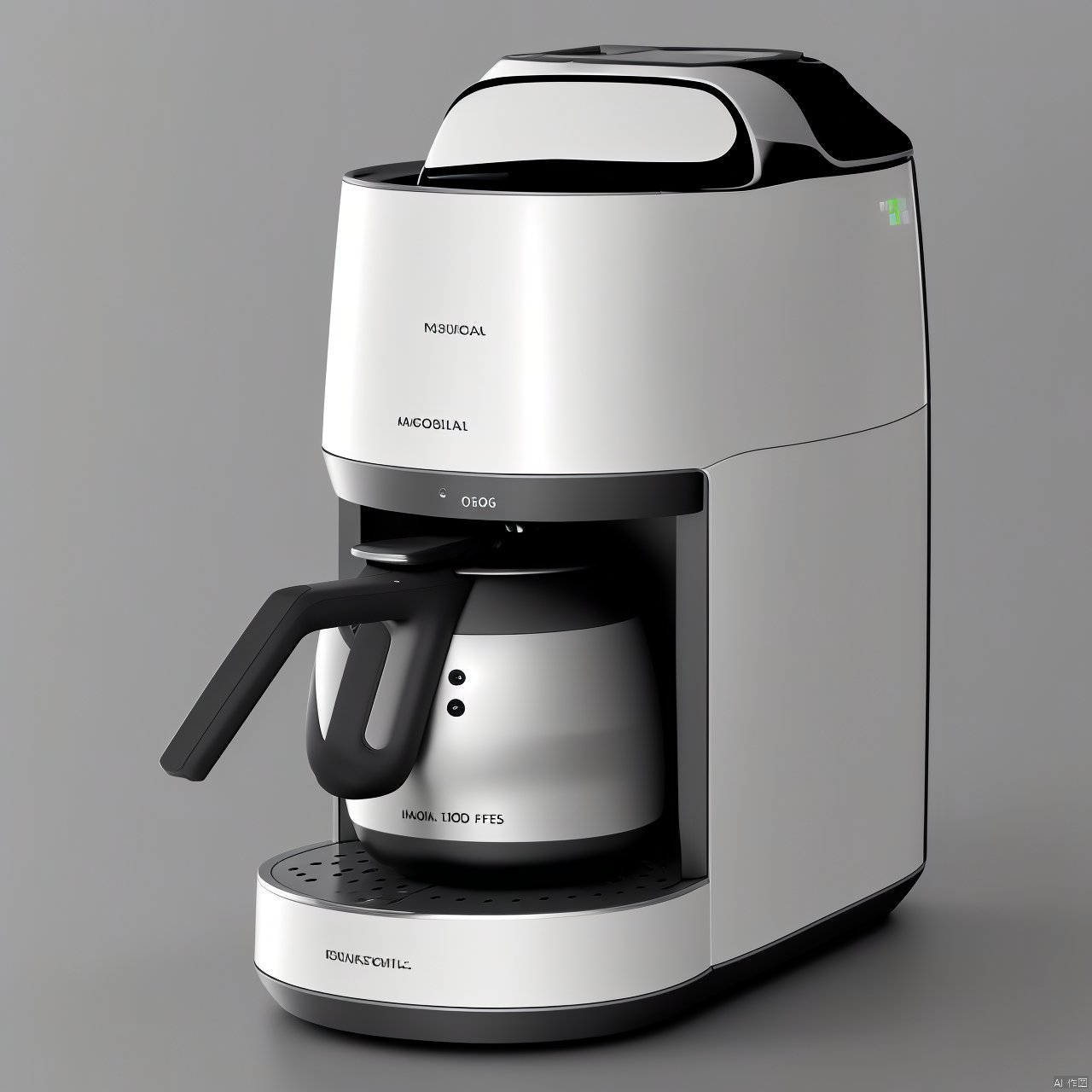  A metal coffee machine, display, simple background, white background, rendering, Industrial design of metal products