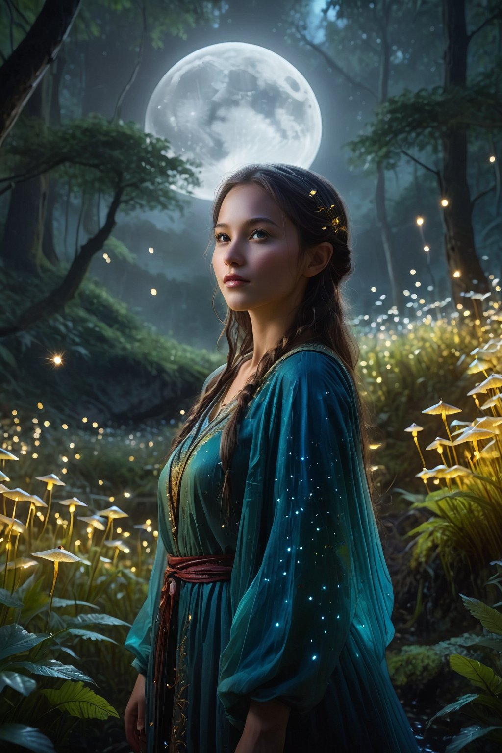 score_9, score_8_up, score_7_up, score_6_up, 
Magic Forest, Night sky, moon, fireflies, waterfalls, magic elves,
(Masterpiece, Best Quality, 8k:1.2), (Ultra-Detailed, Highres, Extremely Detailed, Absurdres, Incredibly Absurdres, Huge Filesize:1.1), (Photorealistic:1.3), By Futurevolab, Portrait, Ultra-Realistic Illustration, Digital Painting. ,Strong Backlit Particles