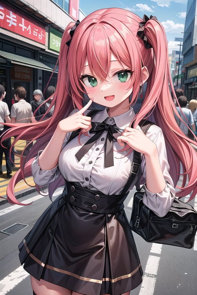 insanely detailed, absurdres, ultra-highres, ultra-detailed, best quality,1girl, solo, nice hands, perfect hands,BREAK(wearing harajuku-style coordinate),happy smile, laugh, open mouth,dynamic pose,45 angle, cowboy shot,BREAKslender, kawaii, perfect symmetrical face, ultra cute girl, ultra cute face, ultra detailed eyes, ultra detailed hair, ultra cute, ultra beautiful,BREAKin harajuku, shibuya, tokyo, street, crowd, cityscape,medium large breasts,BREAKlong hair, orange hair, medium hair, messy hair, green eyes, hair between eyes