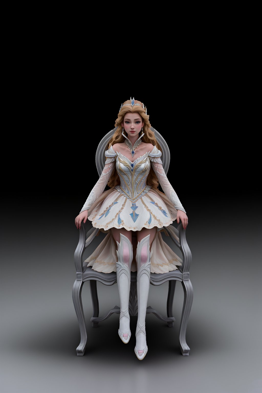 Odette_Swan_Princess,sitting on the chair,a swan princess,full body,facing_viewer,front-view<lora:EMS-179-EMS:0.800000>, <lora:EMS-318198-EMS:1.000000>