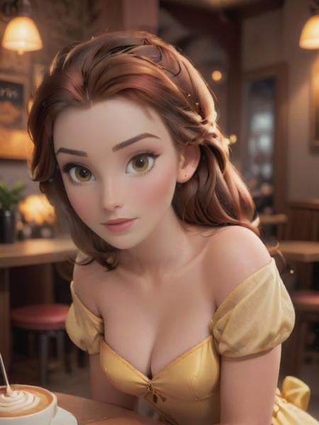 cinematic photo belle in coffee shop, dating, <lora:add-detail-xl:1> <lora:princess_xl_v2:0.8>,   <lora:pov_v2_front_xl:0.7> . 35mm photograph, film, bokeh, professional, 4k, highly detailed