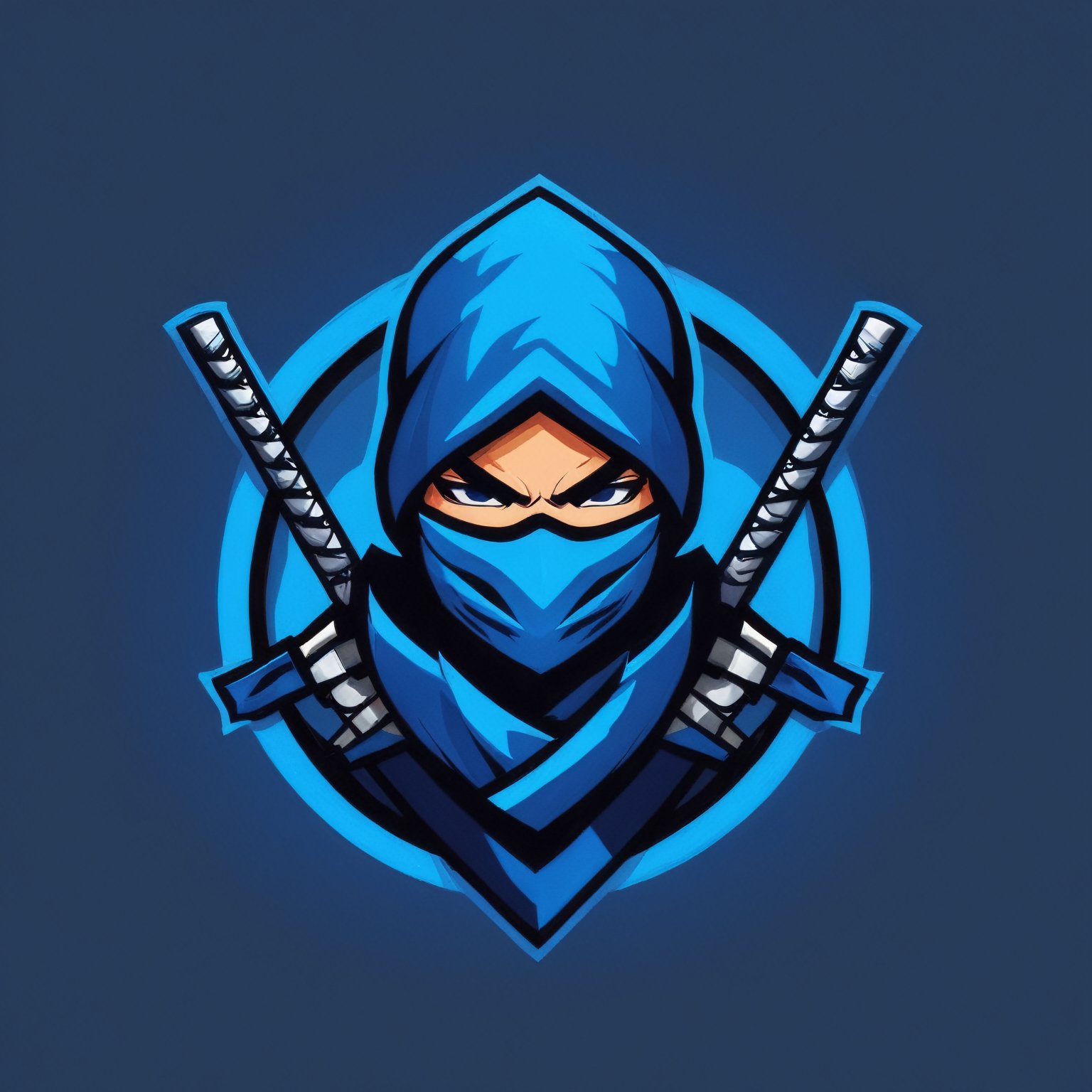 (best quality, 4k, 8k, highres, masterpiece:1.2), ultra-detailed,Gaming logo design,illustration, a blue ninja logo with the title'logo for a game called ninja '