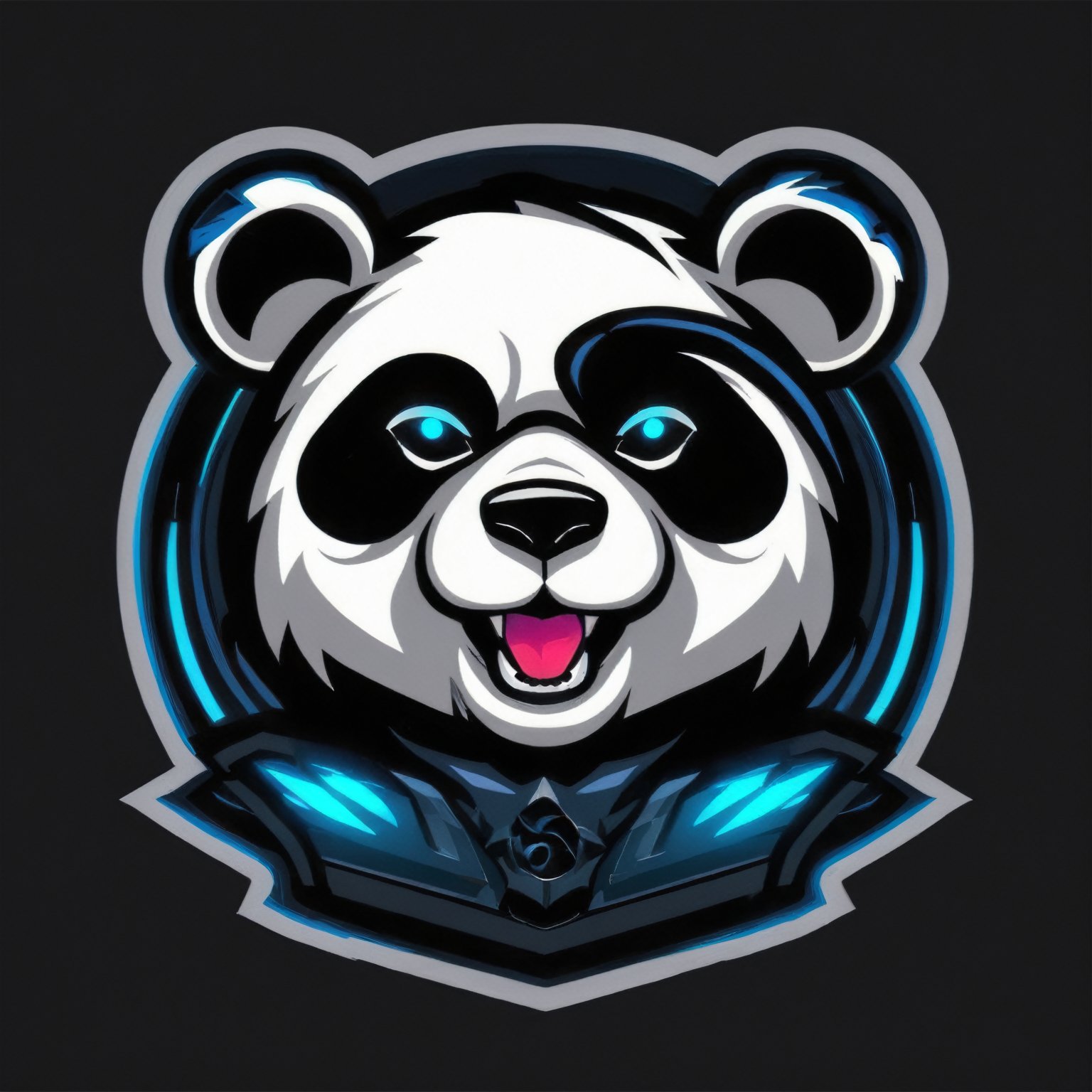 (best quality, 4k, 8k, highres, masterpiece:1.2), ultra-detailed,Gaming logo design,illustration, a panda logo with a black background and a panda head.