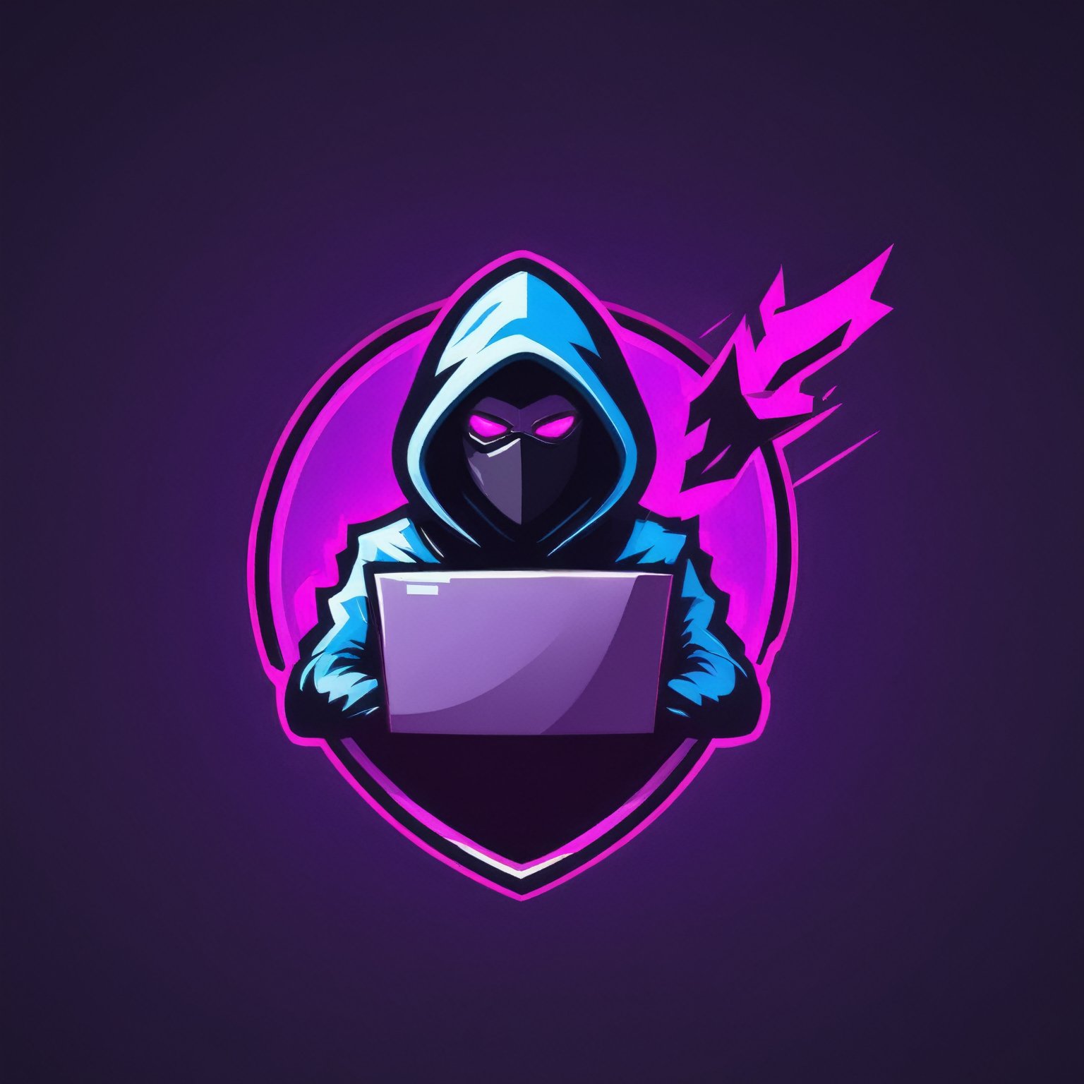 (best quality, 4k, 8k, highres, masterpiece:1.2), ultra-detailed,Gaming logo design,illustration, a logo for a hacker with a blank sign.