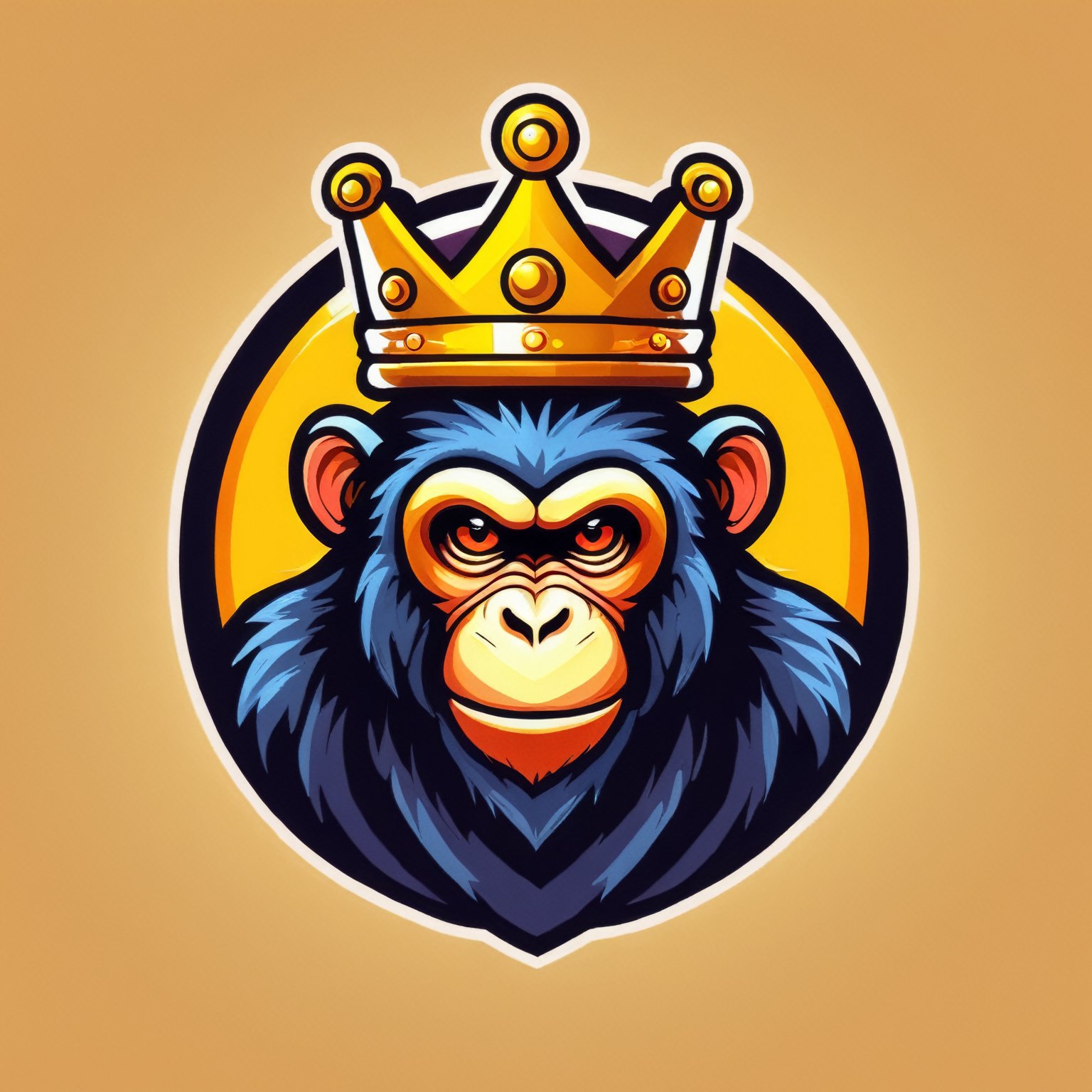 (best quality, 4k, 8k, highres, masterpiece:1.2), ultra-detailed,Gaming logo design,illustration, monkey with a crown on his head
