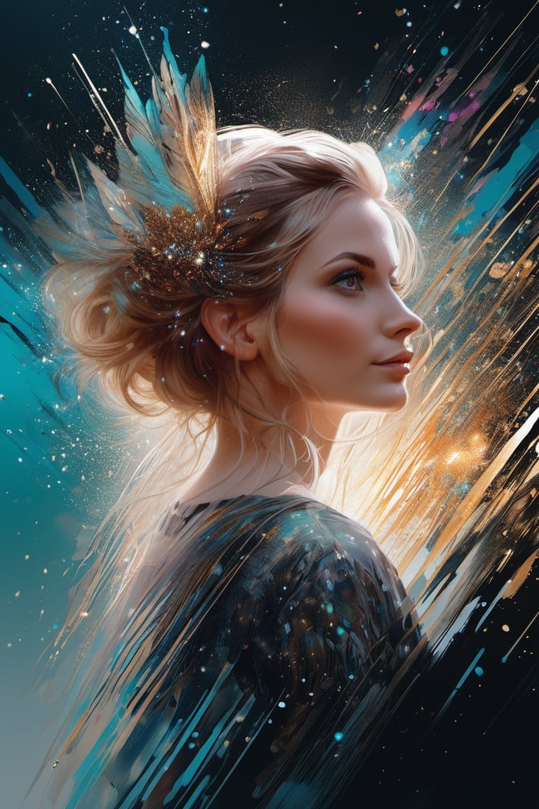 starting out hopeful, dream come true, portrait, gorgeous : shiny aura : highly detailed : intricate motifs : organic tracery : by ross tran, Android jones : Carne Griffiths : Russ mills : Januz Miralles : Hikari Shimoda : W. Zelmer : slawomir maniak, perfect composition : digital painting : artstation : smooth : sharp focus : sparkling particles,Decora_SWstyle,d1p5comp_style