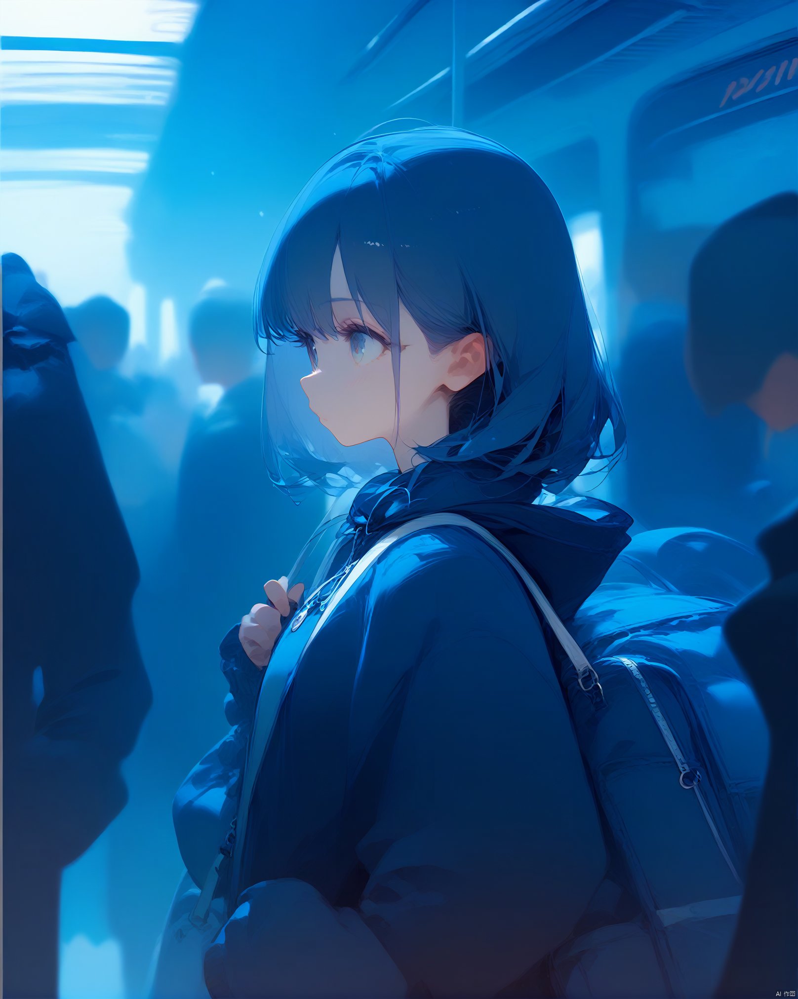 (score_9_up,score_8_up),1girl,train train station,crowd,depth of field,upper body,best quality,detail eyes
