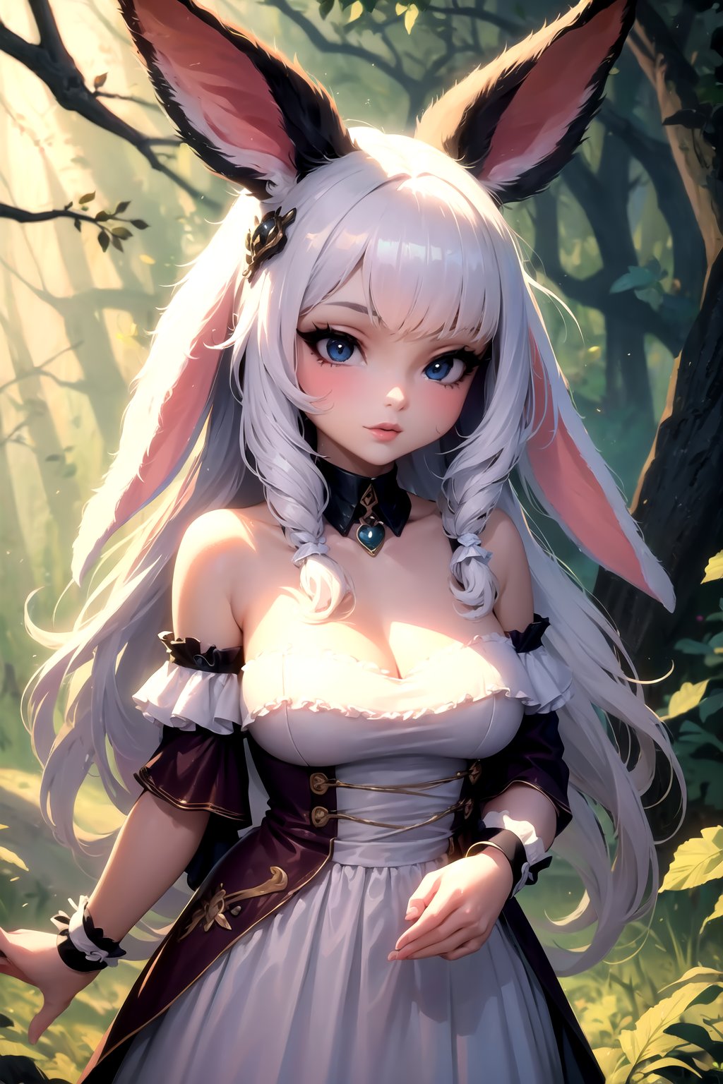 1girl beauti rabbit ,forest,1girl rabbit