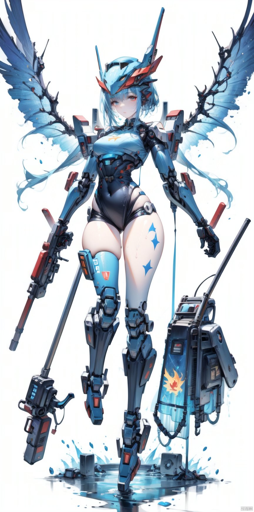 (Charming Beauty's Face, Mechanical Body), Cyberpunk Mech, (Phoenix Helmet), (Glass Sealed Mask), Oriental Beauty, Starry Sky Background, Detail Sculpture, Master, Full body Mech Reflective, Octane Rendering, Metallic Gloss, Fire Red Mech Armor, (Dragon Embroidered Cloak), Fluorescent Liquid Flow, Metal Transparent Infusion Tube, (Masterpiece), Illustrations, Best Quality, Very Detailed CG, 8k Wallpaper, Extremely exquisite and beautiful, game cg (full body photo), streamlined figure, slender thighs, cyber shin armor, surreal realism, (realistic style), solo, ultra details, (telephoto lens), (ultra fine details), (CG rendering), xihuabeauty, xihua