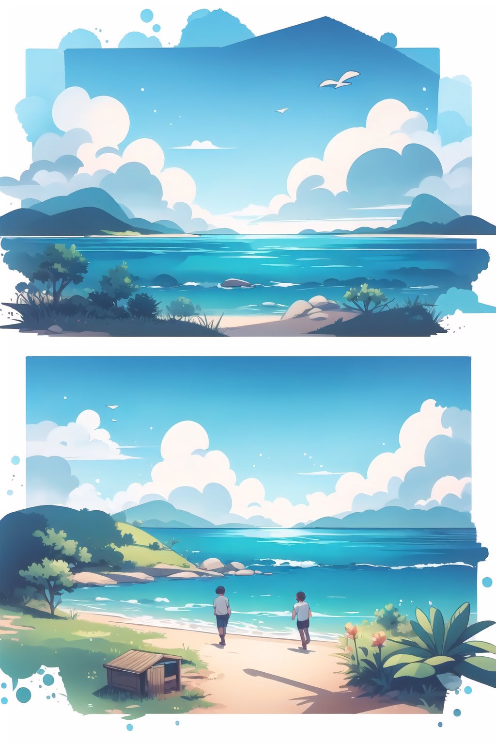 island,outdoors,WtrClr, (white background:1.2)