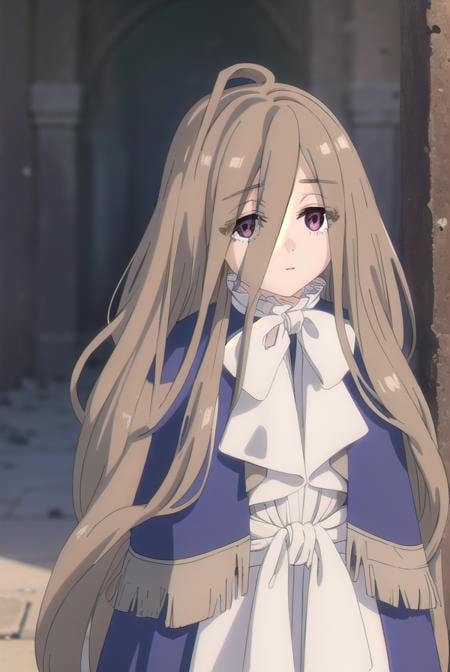 magesense, <lora:mage sense s1-lora-nochekaiser:1>,sense, long hair, brown hair, hair between eyes, (brown eyes:1.5), very long hair, ahoge,BREAK bow, bowtie, white bow, capelet, blue capelet, frills, wide sleeves,BREAK outdoors,BREAK looking at viewer, (cowboy shot:1.5),BREAK <lyco:GoodHands-beta2:1>, (masterpiece:1.2), best quality, high resolution, unity 8k wallpaper, (illustration:0.8), (beautiful detailed eyes:1.6), extremely detailed face, perfect lighting, extremely detailed CG, (perfect hands, perfect anatomy),