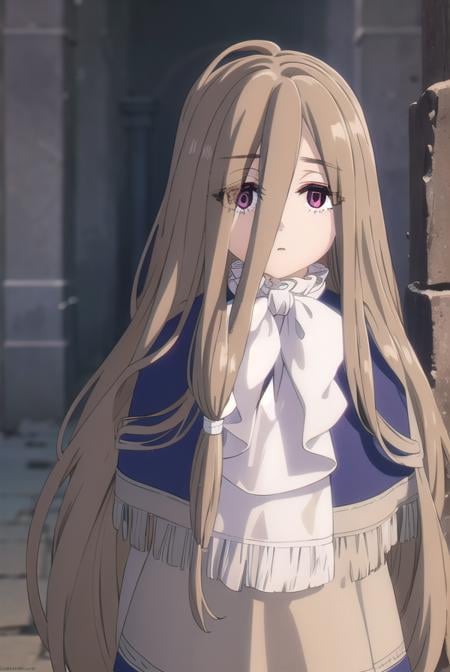 magesense, <lora:mage sense s1-lora-nochekaiser:1>,sense, long hair, brown hair, hair between eyes, (brown eyes:1.5), very long hair, ahoge,BREAK bow, bowtie, white bow, capelet, blue capelet, frills, wide sleeves,BREAK outdoors,BREAK looking at viewer, (cowboy shot:1.5),BREAK <lyco:GoodHands-beta2:1>, (masterpiece:1.2), best quality, high resolution, unity 8k wallpaper, (illustration:0.8), (beautiful detailed eyes:1.6), extremely detailed face, perfect lighting, extremely detailed CG, (perfect hands, perfect anatomy),