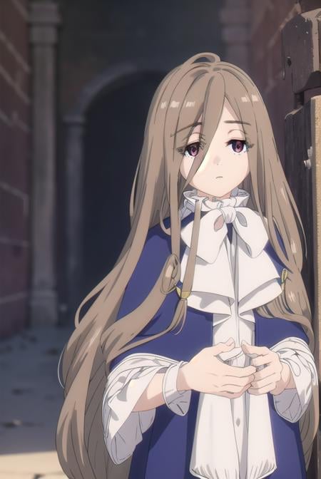 magesense, <lora:mage sense s1-lora-nochekaiser:1>,sense, long hair, brown hair, hair between eyes, (brown eyes:1.5), very long hair, ahoge,BREAK bow, bowtie, white bow, capelet, blue capelet, frills, wide sleeves,BREAK outdoors,BREAK looking at viewer, (cowboy shot:1.5),BREAK <lyco:GoodHands-beta2:1>, (masterpiece:1.2), best quality, high resolution, unity 8k wallpaper, (illustration:0.8), (beautiful detailed eyes:1.6), extremely detailed face, perfect lighting, extremely detailed CG, (perfect hands, perfect anatomy),