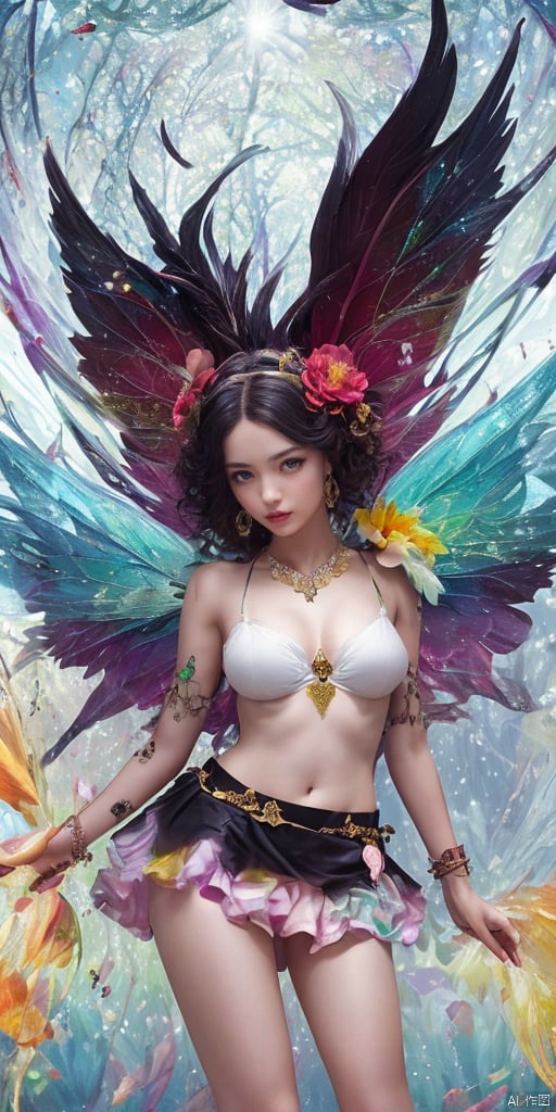  (1girl:1.2),Chinese girls,stars in the eyes, (Short skirt:1.4),(1girl:1.3),Masterpiece, high quality, 1girl, extreme detailed, (fractal art:1.3), colorful, highest detailed, (chiffon, body painting:1.2), 8k, digital art, macro photo, quantum dots, sharp focus, dark shot, cinematic, Microworld, thigh, (upper thighs shot:1.2), front view,(pure girl:1.1),(white dress:1.1),(full body:0.6),There are many scattered luminous petals,bubble,contour deepening,(white_background:1.1),cinematic angle,,underwater,adhesion,green long upper shan, 21yo girl,jewelry, earrings,lips, makeup, portrait, eyeshadow, realistic, nose,{{best quality}}, {{masterpiece}}, {{ultra-detailed}}, {illustration}, {detailed light}, {an extremely delicate and beautiful}, a girl, {beautiful detailed eyes}, stars in the eyes, messy floating hair, colored inner hair, Starry sky adorns hair, depth of field, large breasts,cleavage,blurry, no humans, traditional media, gem, crystal, still life, Dance,movements, All the Colours of the Rainbow,halo,zj,
simple background, shiny, blurry, no humans, depth of field, black background, gem, crystal, realistic, red gemstone, still life,
, wings, jewels
 1girl,Fairyland Collection Dark Fairy Witch Spirit Forest with Magic Ball On Crystal Stone Figurine, 
