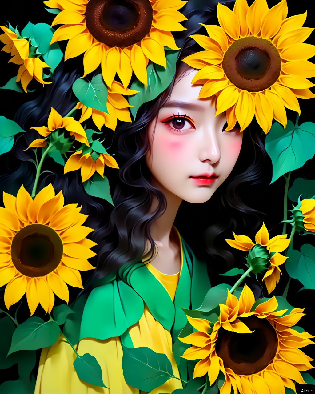 Dark Moody Atmosphere, (Knolling Photography:0.8),(Aria Sunflower 艾莉娅·向日葵 Aria a radiant bard from the sun kissed meadows of Summerglade adorns herself in colorful flowing garments armed with a lyrical harp she spreads joy and harmony her human lineage reflected in her warm sunlit complexion:0.9),(muscular male:1.1),