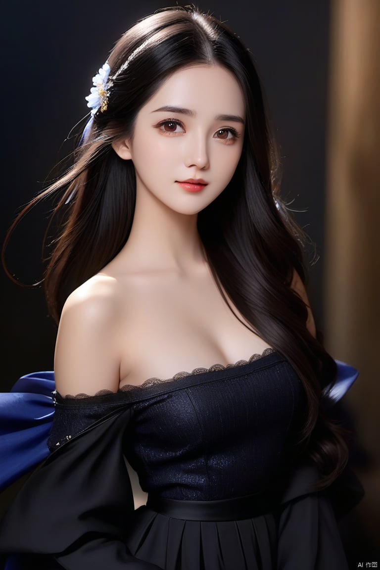  masterpiece,bestquality,8k,4k,
1girl,solo,black_hair,long_hair,Off_Shoulder,brown_eyes, 
black_background, , g021