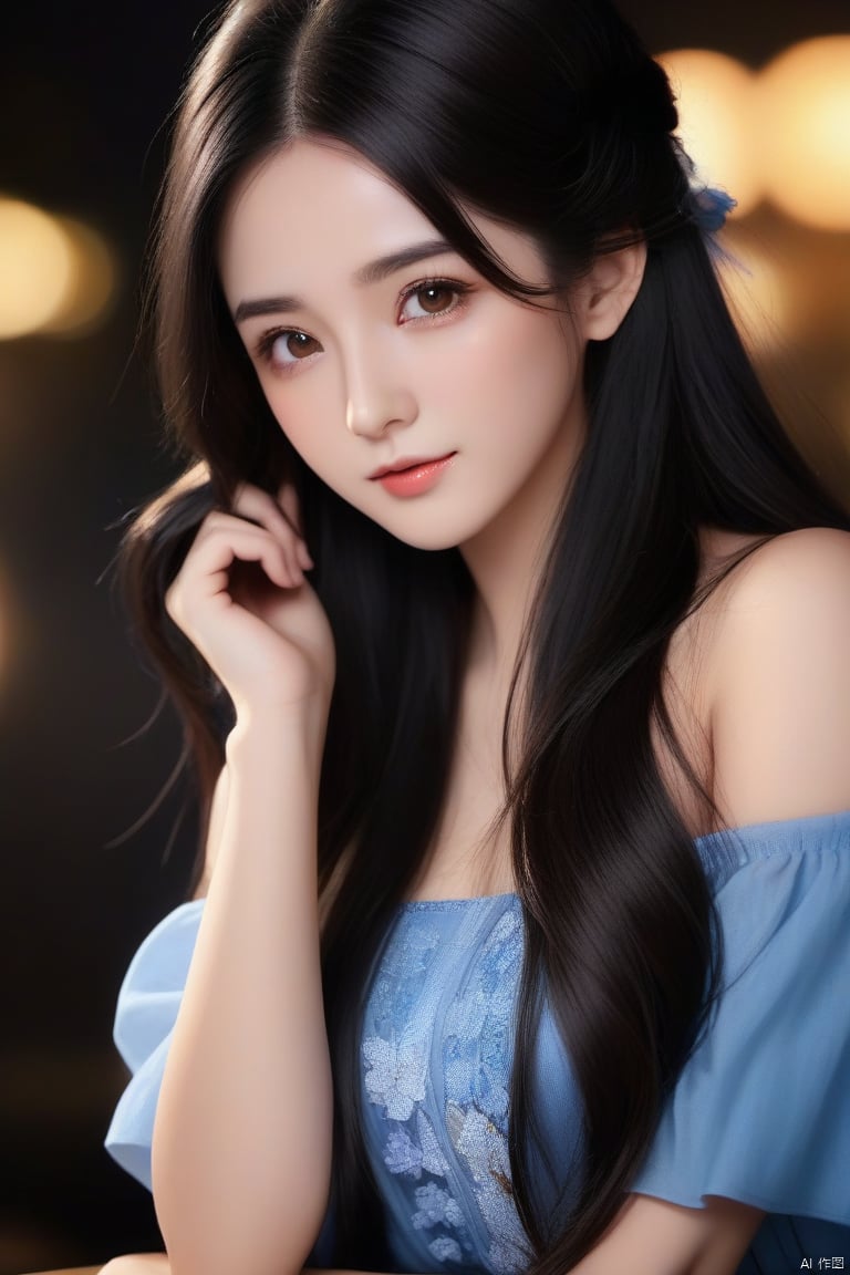  masterpiece,bestquality,8k,4k,
1girl,solo,black_hair,long_hair,Off_Shoulder,brown_eyes, 
black_background, , g021