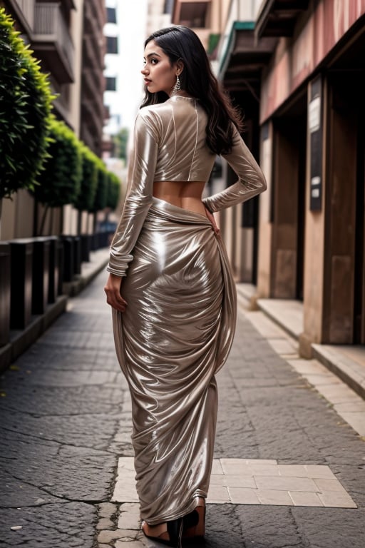 <lora:Pearl_Saree_By_Stable_Yogi:0.6> 1girl wearing a pearl99saree99, long hair, realistic, outdoors, full body shotLiked this Checkpoint Contact Stable_yogi on Discord