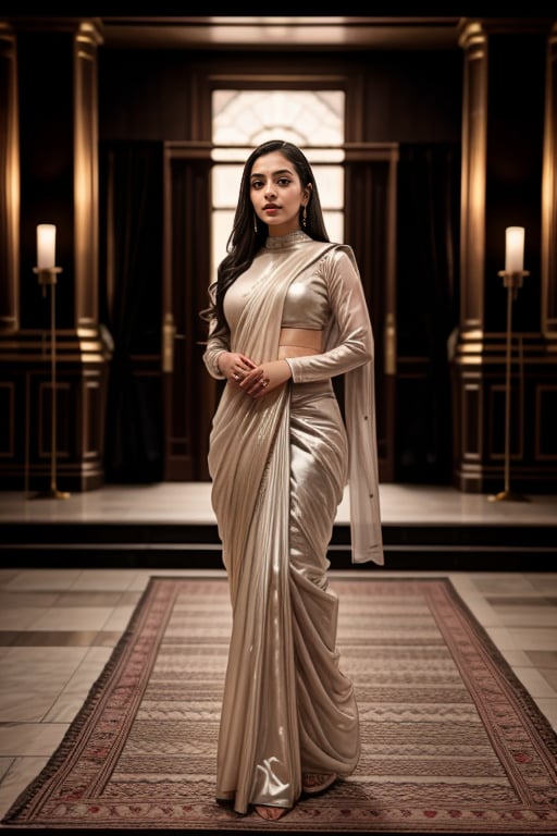 <lora:Pearl_Saree_By_Stable_Yogi:0.6> 1girl wearing a pearl99saree99, long hair, realistic, indoors, full body shotLiked this Checkpoint Contact Stable_yogi on Discord