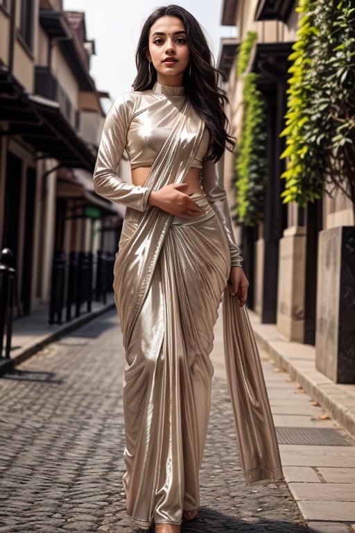 <lora:Pearl_Saree_By_Stable_Yogi:0.6> 1girl wearing a pearl99saree99, long hair, realistic, outdoors, full body shotLiked this Checkpoint Contact Stable_yogi on Discord