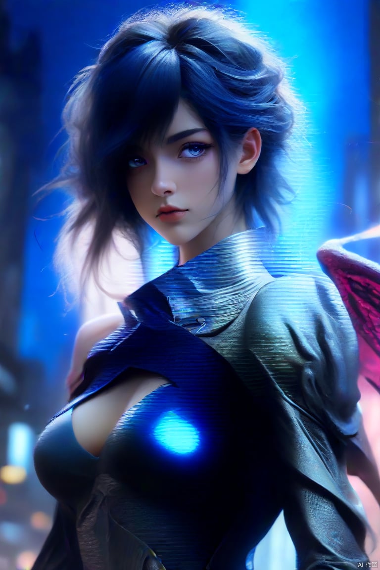  {{master piece}},best quality,illustration,1girl,small breast,beatiful detailed eyes,beatiful detailed cyberpunk city,flat_chest,beatiful detailed hair,wavy hair,beatiful detailed steet,mecha clothes,robot girl,cool movement,sliver bodysuit,{filigree},dargon wings,colorful background,a dragon  stands behind the girl,rainy days,{lightning effect},beatiful detailed sliver dragon arnour,（cold face）