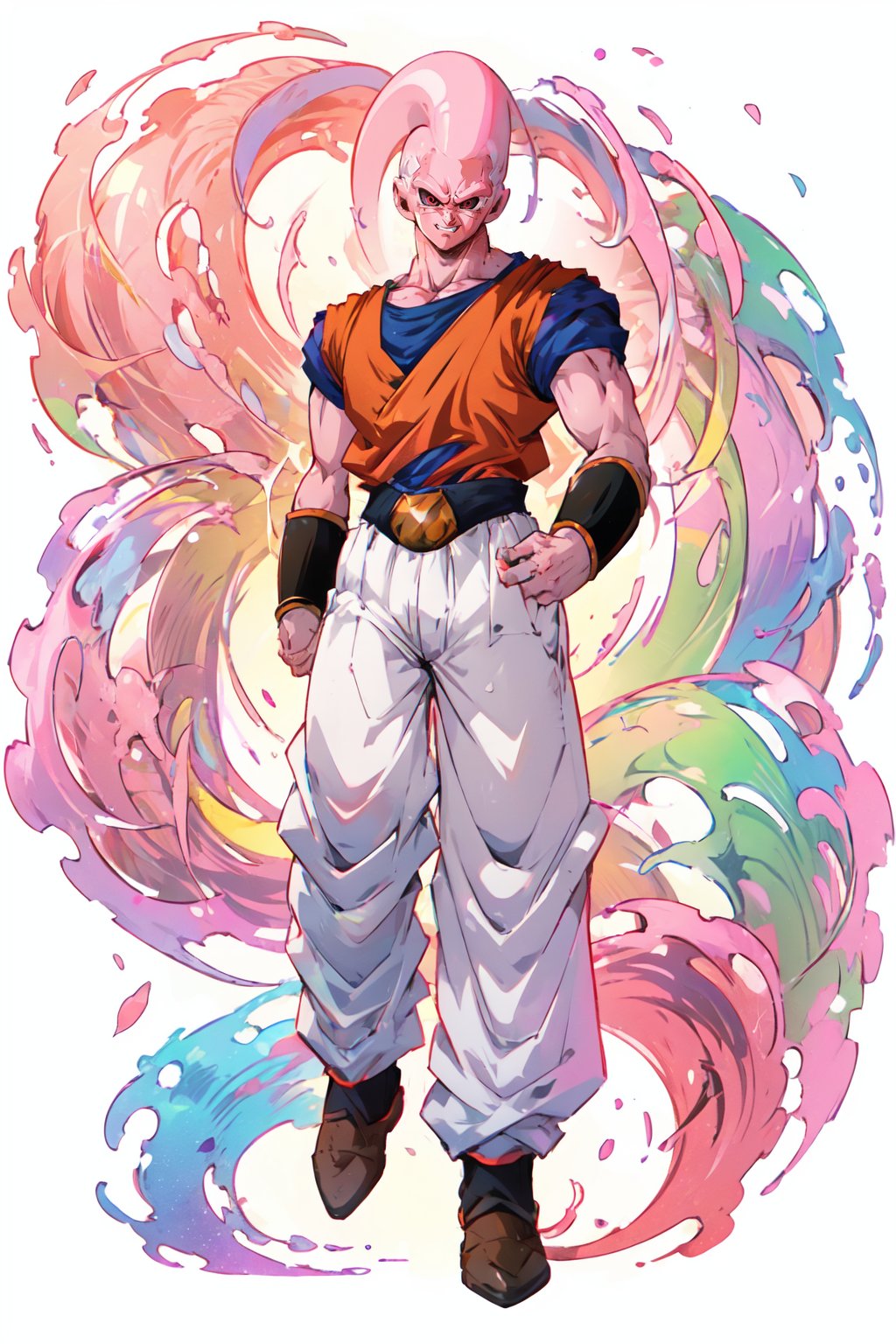 buuhan, colored skin, white pants, male focus, solo