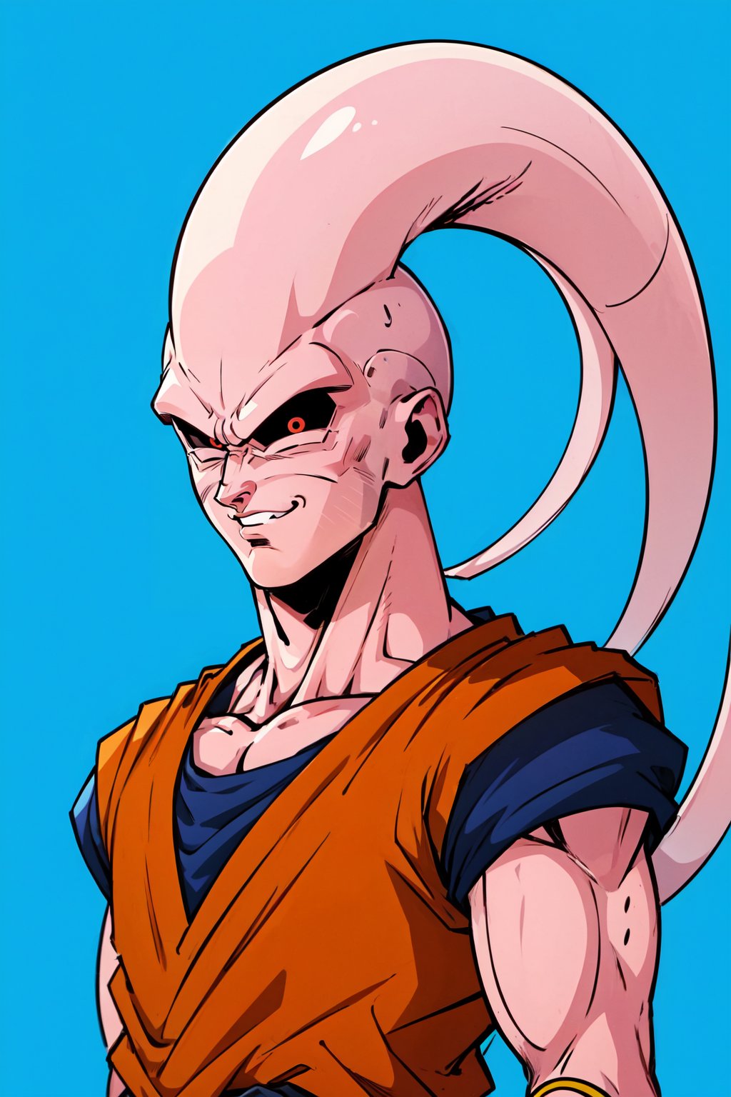 buuhan, colored skin, male focus, solo, colored sclera,glowing, ((blue background))