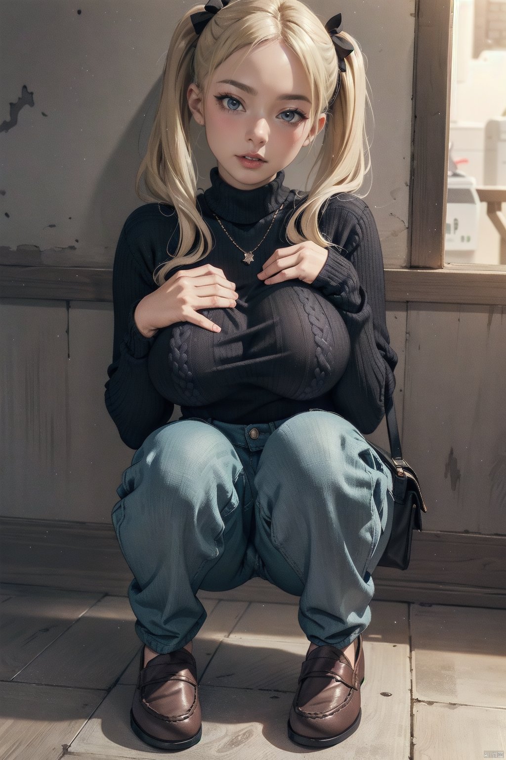  huge breast. excellent breast, masterpiece,ultra realistic,32k,extremely detailed CG unity 8k wallpaper, best quality, masterpiece,ultra realistic,32k,extremely detailed CG unity 8k wallpaper, best quality,(winter day ),lady ,necklace ,eardrop, Grand Canyon, United States, ( Orchid Pair a fitted turtleneck sweater with wide-leg pants and loafers. ) , Ash blonde hair pigtails , Best hands, Add details, CN GIRL5